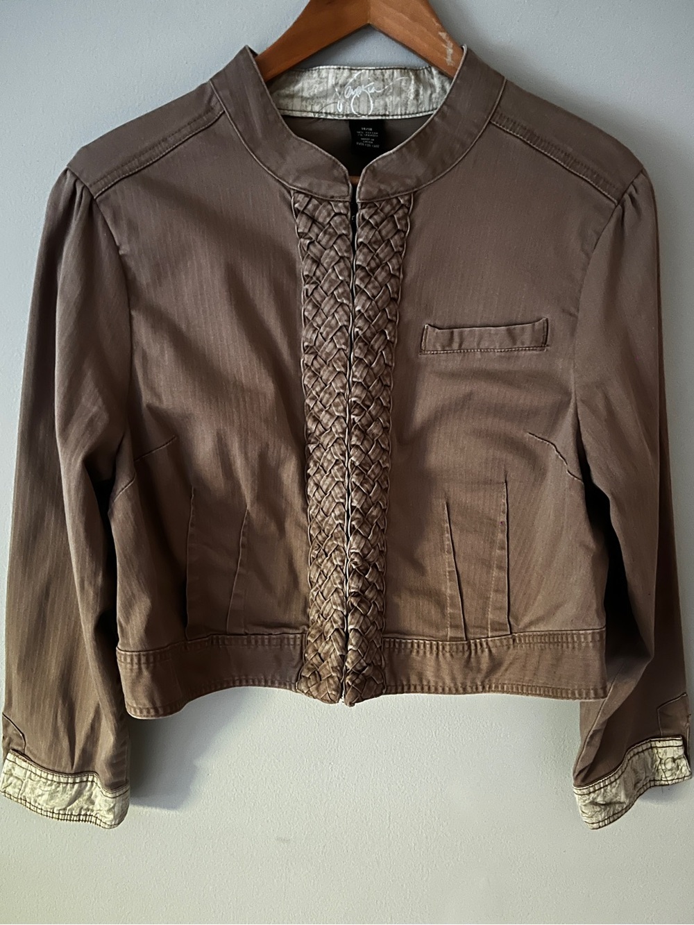 Venezia Braided-Trim Collarless Jacket - Brown